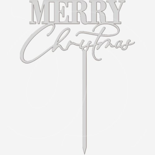 Топпер декоративный акриловый "Merry Christmas" Серебро 9х12 см ТСК397