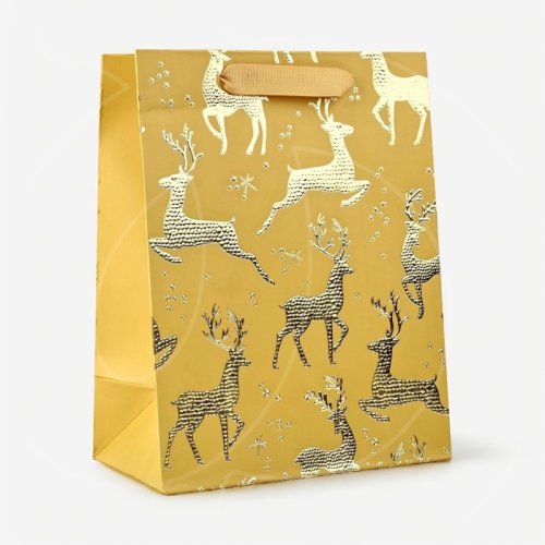 Пакет бумажный с ламинацией "Олени" 23х18х10 см 10453752