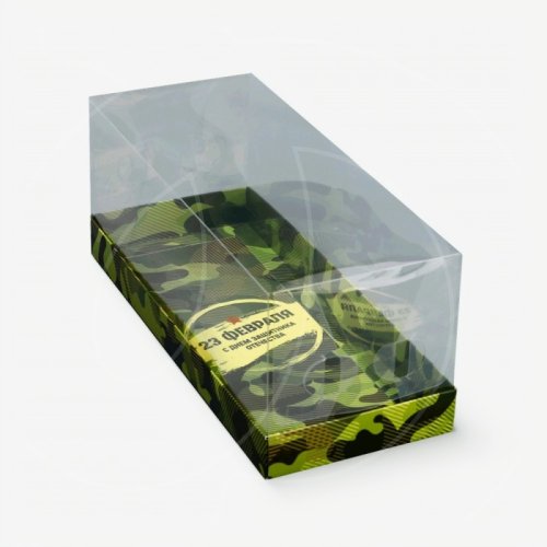 Коробка для рулета с прозрачной крышкой "23 февраля" 30х12х12 см 10719115