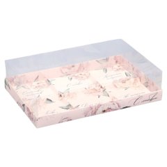 Коробка для сладостей с прозрачной крышкой "Любовные пожелания" 27х17,8х6,5 см 9423149