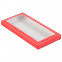Коробка для шоколадной плитки с окошком Красная 18х9х1,4 см 5 шт КУ-231 