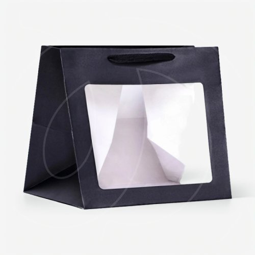 Пакет бумажный с окном Чёрный 25х25х25 см 9608108