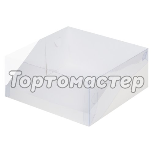 Коробка для торта с прозрачной крышкой белая 23,5х23,5х10 см 021101