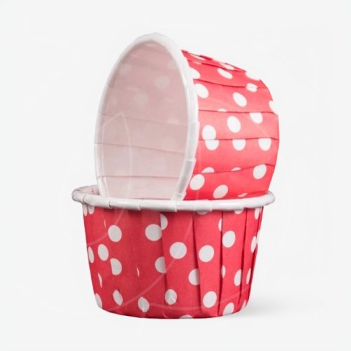 Капсула бумажная с подворотом Красная в горошек D38 H30 10 шт 850662