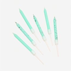 Свечи декоративные "Голубые в крапинку" 9 см 6 шт 10603273