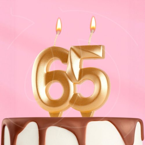 Свеча декоративная Цифра "65" Золотой металлик 7664840