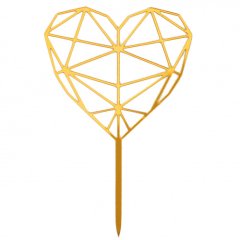 Топпер декоративный акриловый "Сердце геометрическое" Золотой 3953346