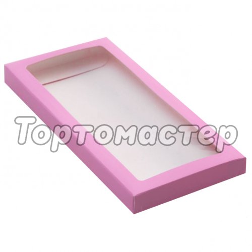 Коробка для шоколадной плитки с окошком Сиреневая 17х8х1,4 см