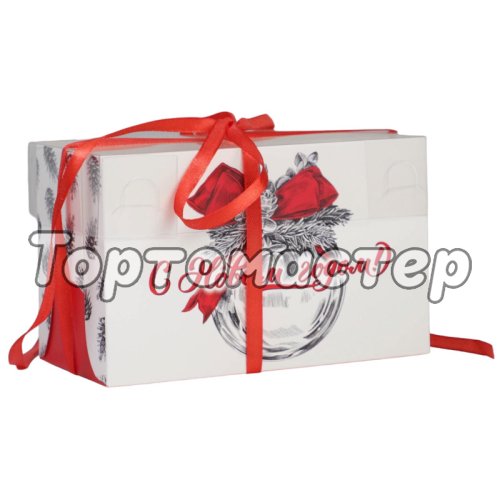 Коробка на 2 капкейка с прозрачной крышкой Ёлочный шарик 16х8х10 см 5 шт 6929310