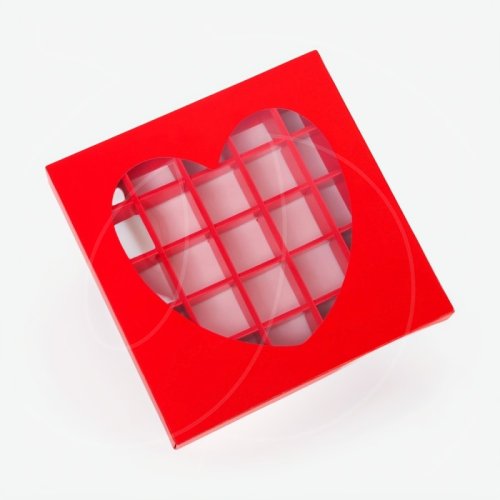 Коробка на 25 конфет с фигурным окном "Сердце" 22х22х3,5 см 10334984