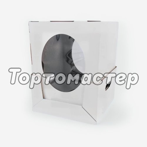 Коробка для торта с окном белая 35х35х50 см 020910