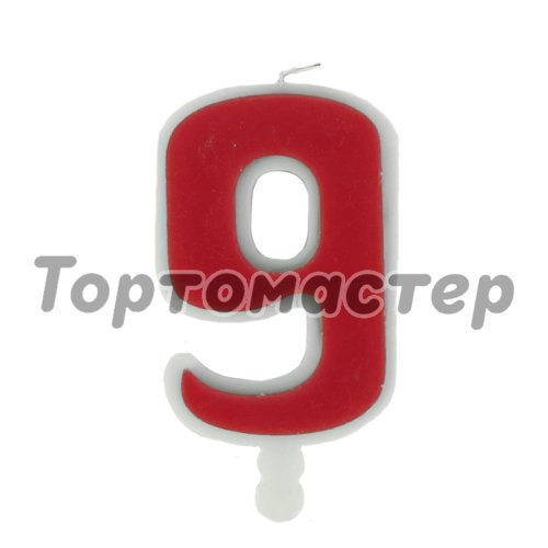 Свеча декоративная Красная Цифра "9" 