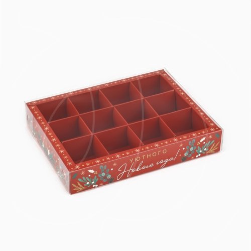 Коробка на 12 конфет "Уютный Новый год" 14,5х18,5х3 см 10508345	