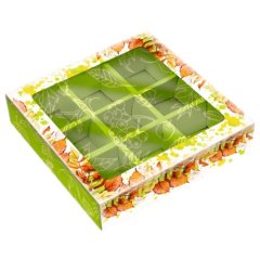 Коробка на 9 конфет с окошком Осенний букет 13,8х13,8х3,8 см