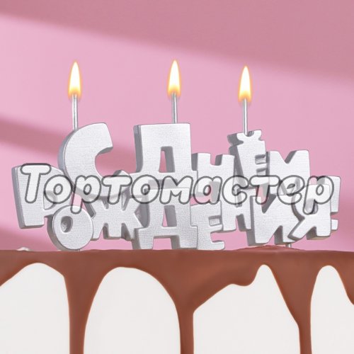 Свечи декоративные "С Днем рождения" Серебро 5,3 см 9380767