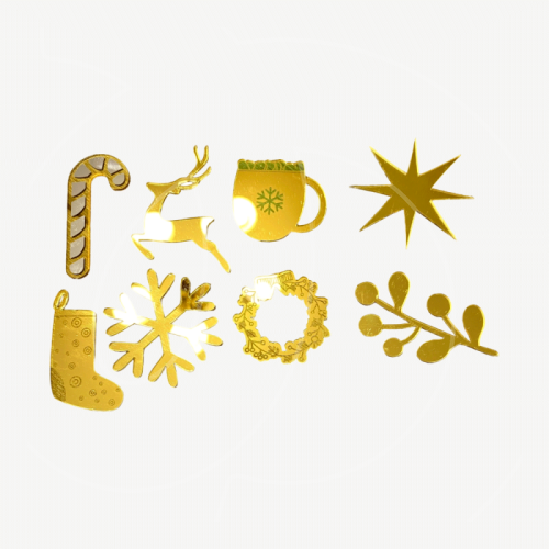 Набор топперов декоративных акриловых "Новогодний набор №1" Золото арт008048