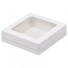 Коробка для сладостей с окном белая 15х15х4 см 070710