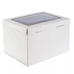 Коробка для торта с окном Белый ForGenika 30х40х26 см ForG COMFORT I W W 300*400*260 S    (EB 260 (окно))