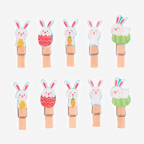 Прищепка для открытки "Пасхальные зайчики" 10 шт 9914578