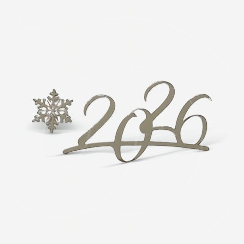 Топпер декоративный акриловый "2026" Серебро 10х6 см 