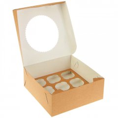 Коробка на 9 капкейков с окошком Белая/Крафт OSQ MUF 9