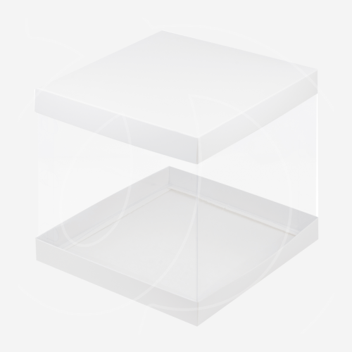 Коробка для торта с прозрачными стенками 22х22х12 см 