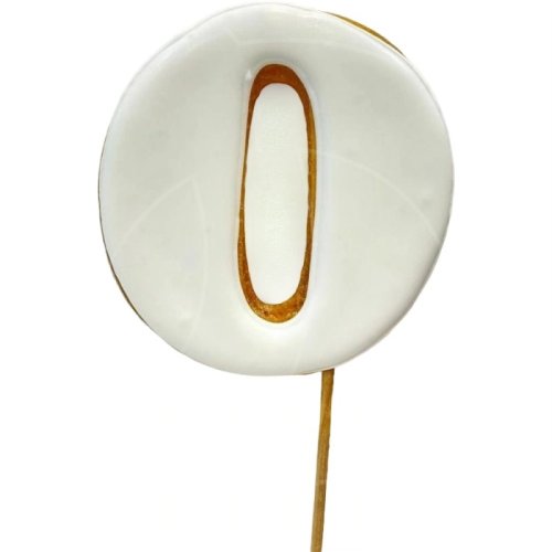 Пряник-цифра "0" с белой глазурью 