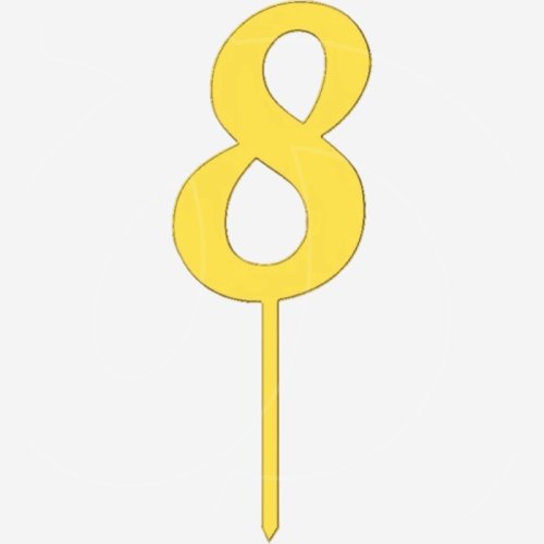 Топпер декоративный акриловый "Цифра 8 на палочке" Золото 6,5 см ТСК43.8