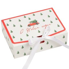 Коробка для сладостей двухсторонняя "С Новым Годом/Ёлочки" 16,5х12,5х5 см 7779433