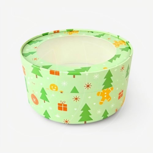 Коробка для сладостей с окном круглая "Ёлочные игрушки" 16х7 см 070423 