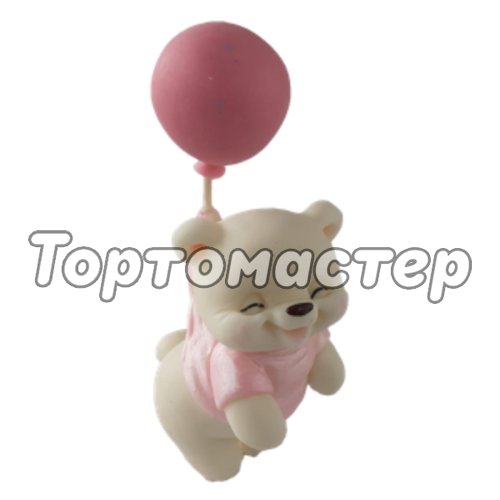 Фигурка из шоколадной глазури Мишка на шарике Розовый 
