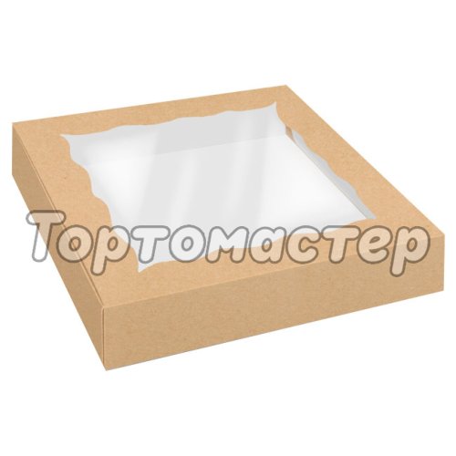 Коробка для печенья/конфет с окном Крафт 20х20х4 см