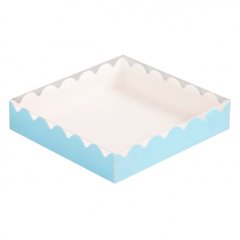 Коробка для печенья/конфет с прозрачной крышкой Голубая 15х15х3 см 4488799