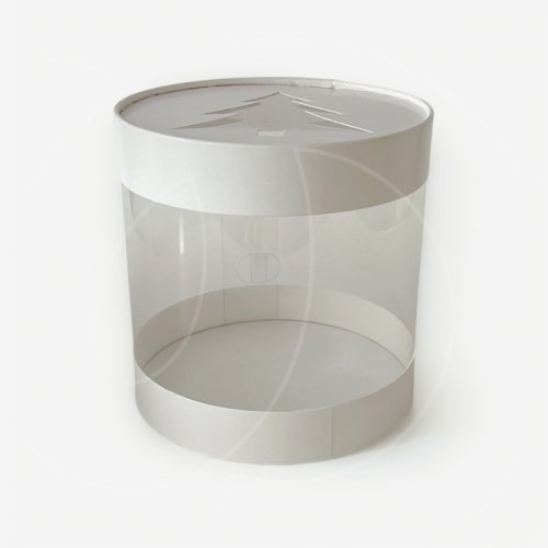 Коробка для торта тубус "Ёлочка" белая 20х20 см 