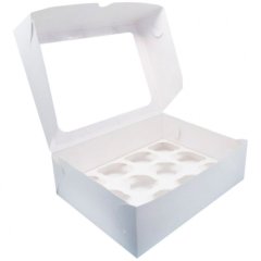 Коробка на 12 капкейков с окном Белая 00063