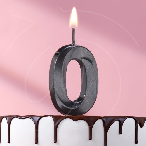 Свеча декоративная Цифра "0" Грань Чёрная 5572744