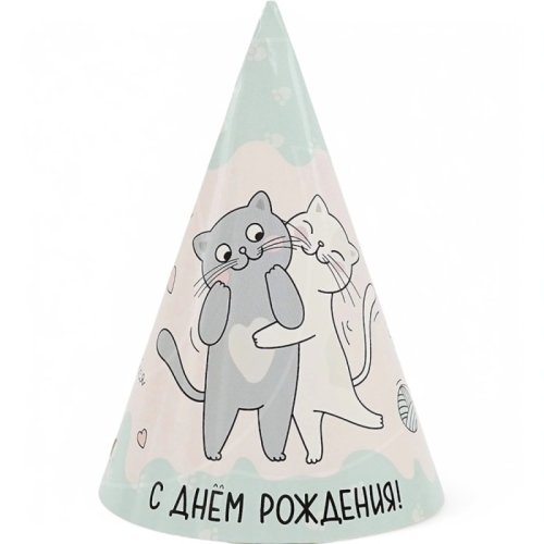 Колпак бумажный "Милые котики" 6 шт 770048