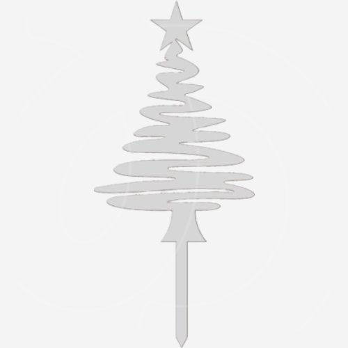 Топпер декоративный акриловый "Ёлка" Серебро 9х20 см ТСК399