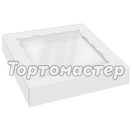 Коробка для печенья/конфет с окном Белая 20х20х4 см 5 шт