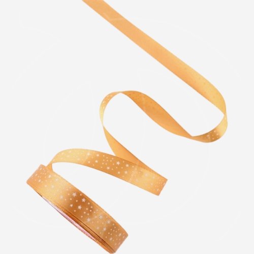 Лента для декора и упаковки Атласная "Звёзды" Оранжевая 1,5 см 1902820