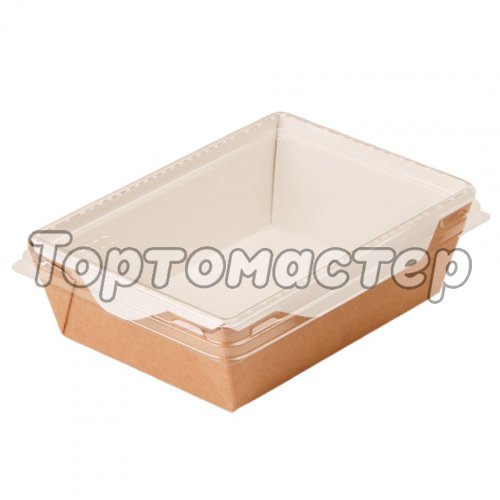 Коробка с пластиковой крышкой Крафт 16х12х4,5 см