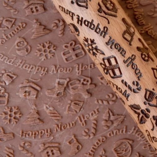 Скалка деревянная узорная LUBIMOVA "Новый год и Рождество" LC-00008503	