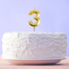 Свеча декоративная Цифра "3" Золотая 5276855