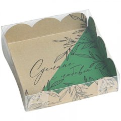 Коробка для сладостей с окном "С любовью" 10,5x10,5x3 см 7155159