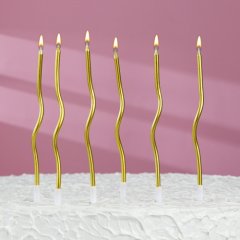 Свечи декоративные Серпантин Золото 6 шт 5541528, свеч-10