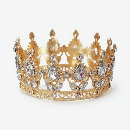 Топпер декоративный "Корона с камнями" Золото/Жемчуг 8 см 