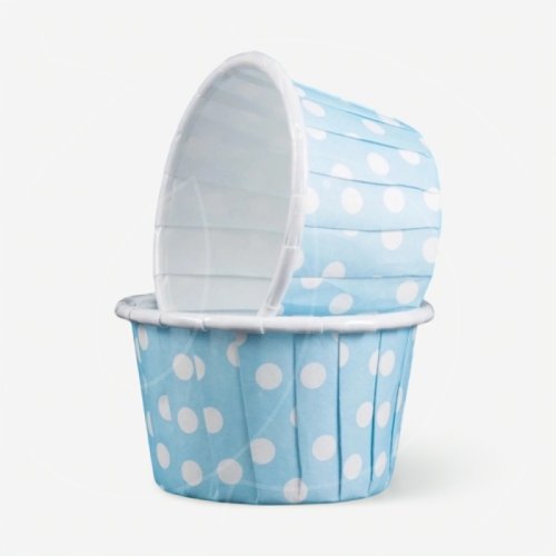 Капсула бумажная с подворотом Голубая в горошек D38 H30 10 шт 850680