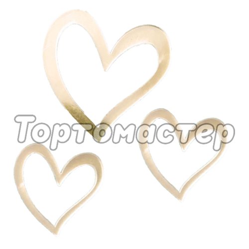 Топпер декоративный акриловый Сердечки Золотые 4,5 см 3 шт 