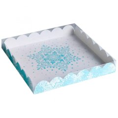 Коробка для сладостей с прозрачной крышкой "Снегопад" 21х21х3 см 5128742