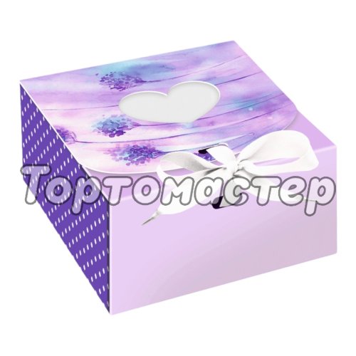 Коробка на 6 конфет с окошком Лаванда 11,5х11,5х5 см КУ-273